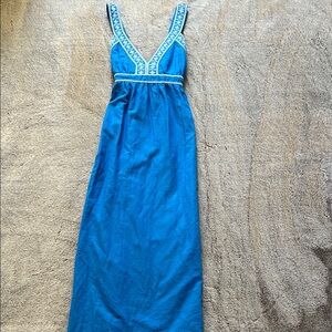 NWT; Elegant Blue Maxi Dress with Embellished Straps